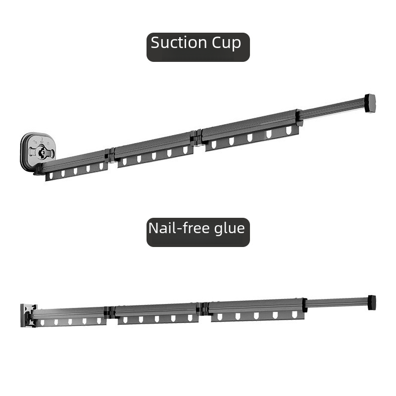 Wall-Mounted Foldable Clothes Drying Rack with Suction Cups
