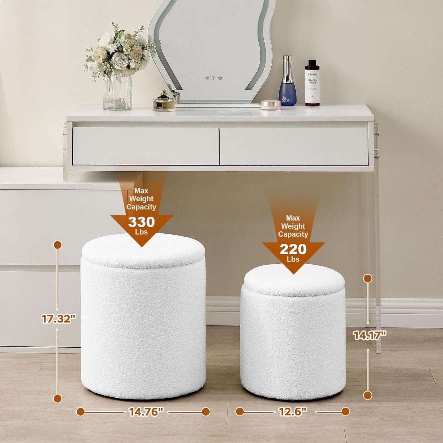 Nesting Bouclé Storage Ottomans (Set of 2)