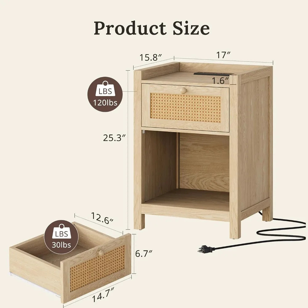 Arbor Home™ The Connected Rattan Bedside Set of 2