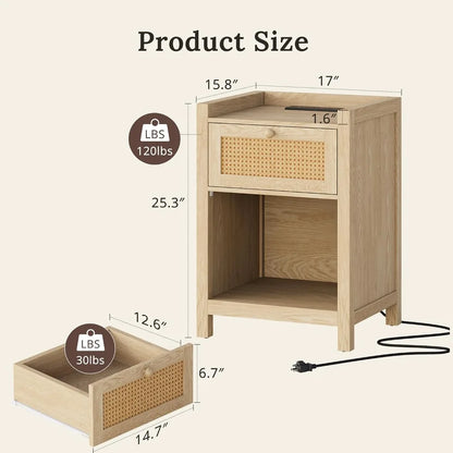 Arbor Home™ The Connected Rattan Bedside Set of 2