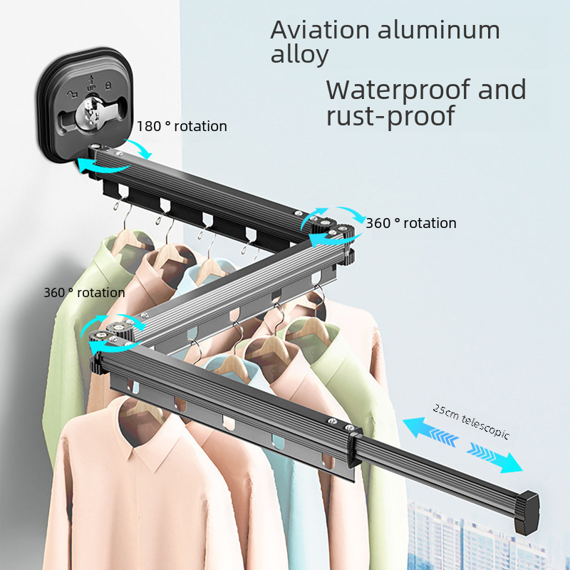 Wall-Mounted Foldable Clothes Drying Rack with Suction Cups