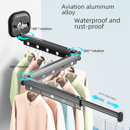Wall-Mounted Foldable Clothes Drying Rack with Suction Cups