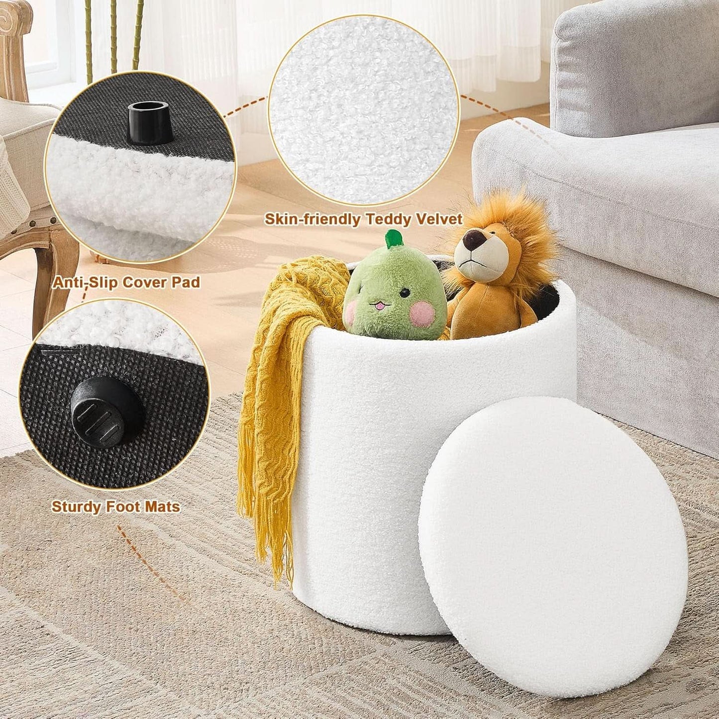 Nesting Bouclé Storage Ottomans (Set of 2)