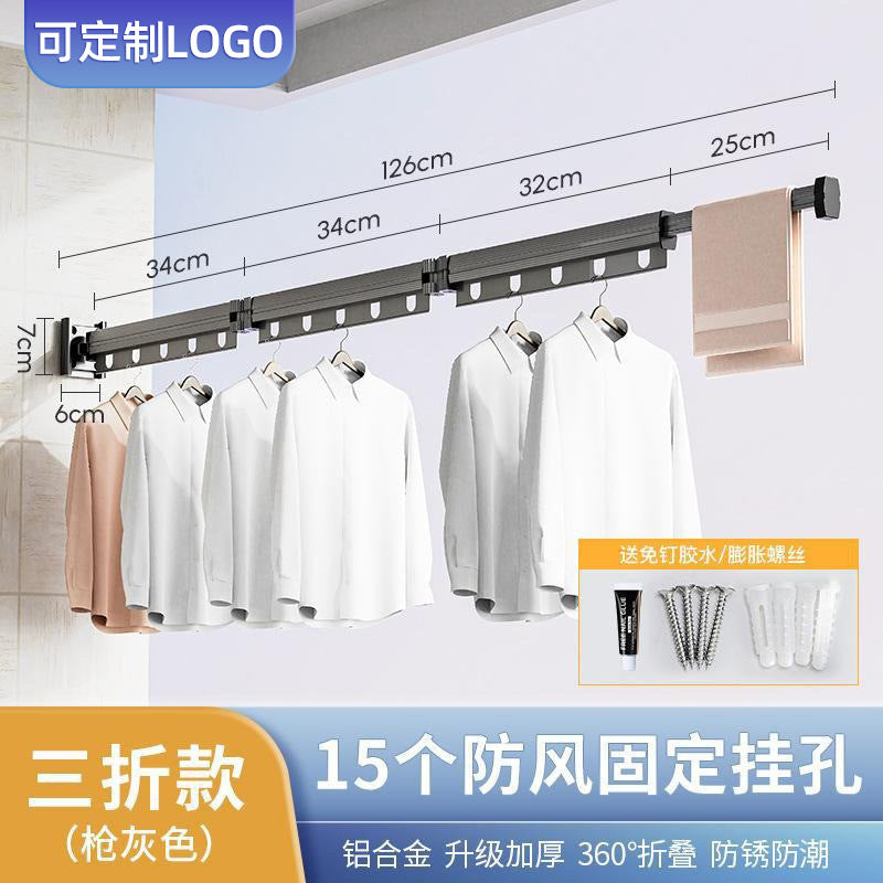 Wall-Mounted Foldable Clothes Drying Rack with Suction Cups