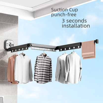 Wall-Mounted Foldable Clothes Drying Rack with Suction Cups